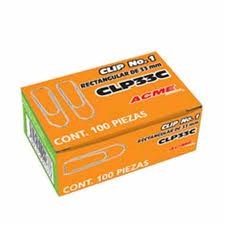 CLIP DE 33MM N.1 CUADRADITOS C/100 BARRILITO CLP33C