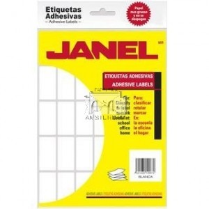 PAQ. DE ETIQUETAS ADHESIVAS BLANCAS JANEL N. 20
