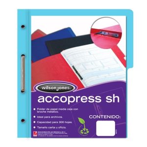 FOLDER ACCOPRESS WILSON JONES T.CARTA CON BROCHE AZUL CLARO PAQ. C/10 PZAS ACCO P4553