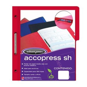 FOLDER ACCOPRESS WILSON JONES T.CARTA CON BROCHE ROJO PAQ. C/10 PZAS ACCO P4557