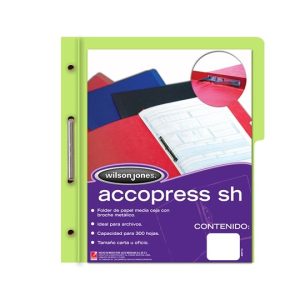 FOLDER ACCOPRESS WILSON JONES T.CARTA CON BROCHE VERDE CLARO PAQ. C/10 PZAS ACCO P4558