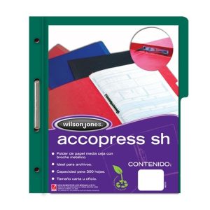 FOLDER ACCOPRESS WILSON JONES T.CARTA CON BROCHE VERDE OBSCURO PAQ. C/10 PZAS ACCO P4778
