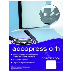 FOLDER ACCOPRESS WILSON JONES T. CARTA CON PERCALINA Y BROCHE AZUL PAQ. C/10 PZAS ACCO P1192