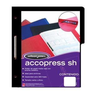 FOLDER WILSON JONES ACCOPRESS T.CARTA CON BROCHE NEGRO PAQ. C/10 PZAS ACCO P0943
