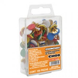 CHINCHETAS DE COLORES CAJA PLAST. C/100 CH09