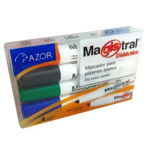 MARCADOR PLASTICO PARA PIZARRON MAGISTRAL C/4 AZOR 8354