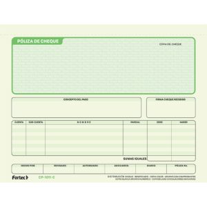 BLOCK POLIZA DE CHEQUE AUTOCOPIANTE 25 JG CP-1011C FORTEC