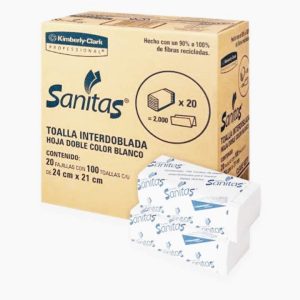 TOALLAS DE PAPEL INTERDOBLADA C/20 FAJILLAS SANITAS 92231
