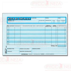 BLOCK NOTA DE ENTRADA C/DUPL. 1/2 CARTA